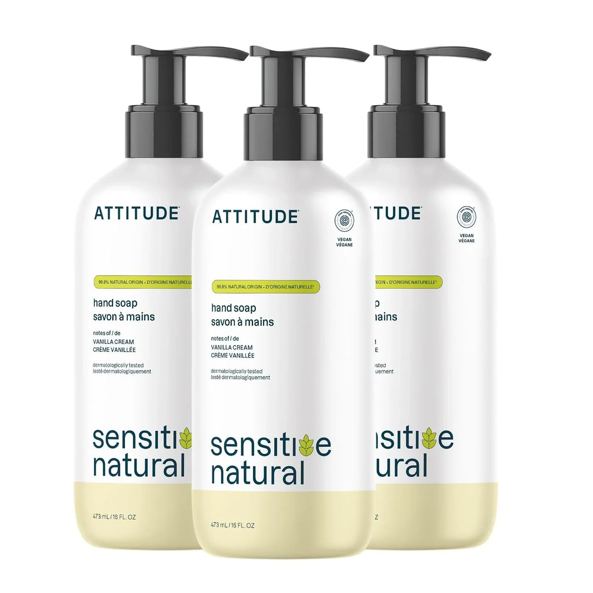ATTITUDE Gentle Hand Soap, 4X Refill, Oat, Unscented, 67.6 oz