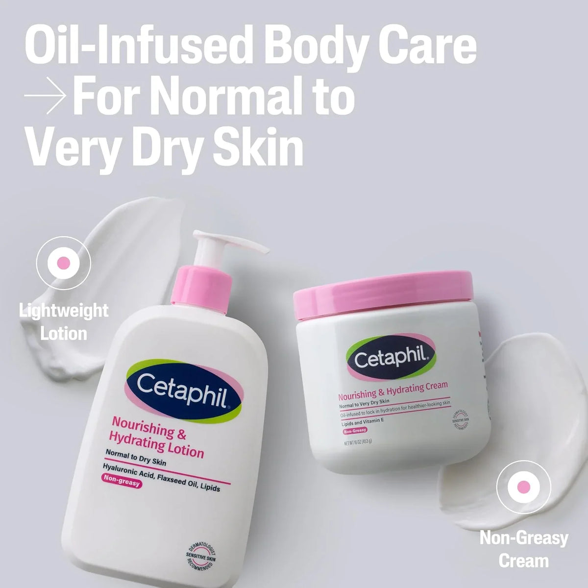 Cetaphil Nourishing Body Cream, Oil-Infused, Very Dry Skin, 16oz