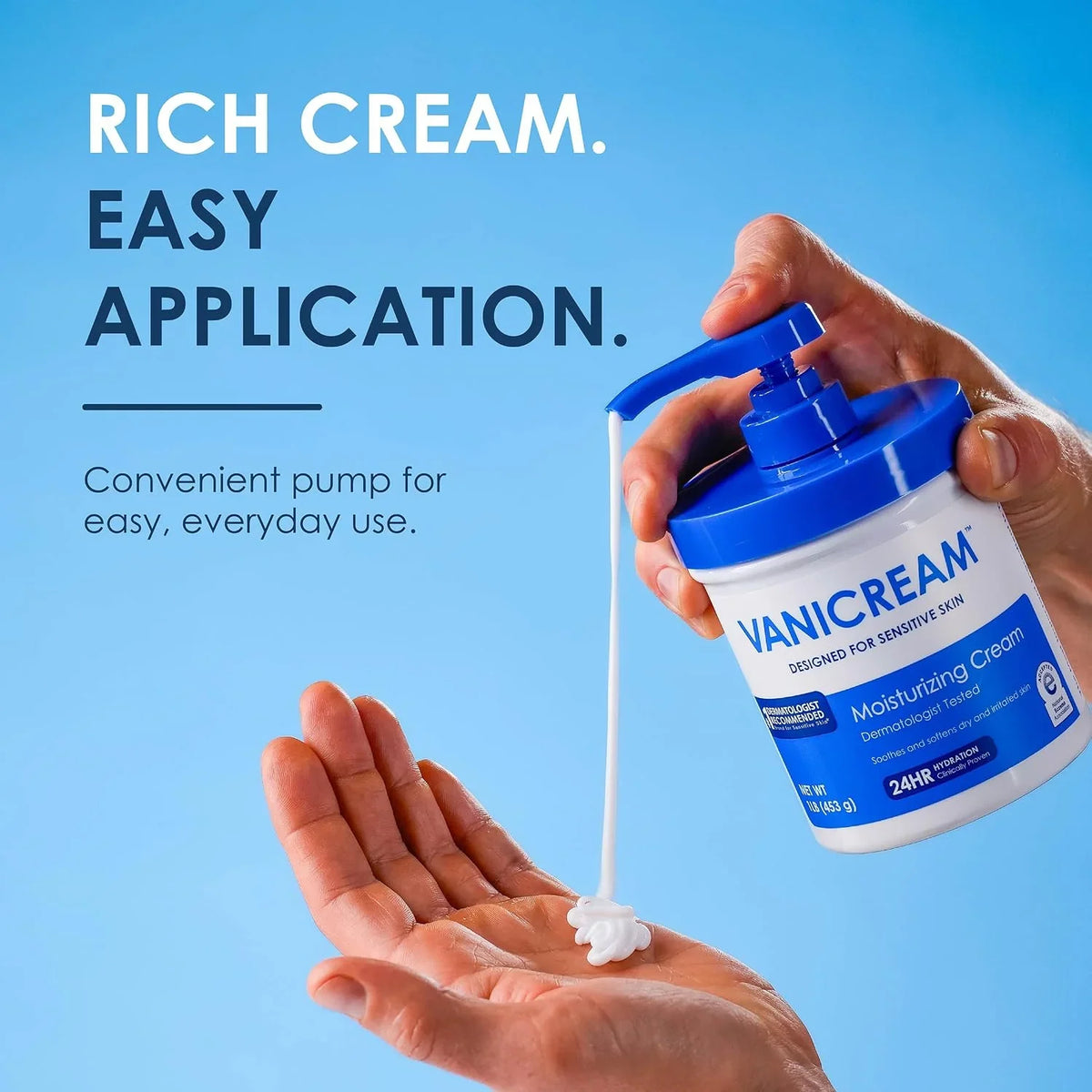 Vanicream Moisturizing Cream with Pump Dispenser, 16 Oz, Pack of 2, Formulated without Common Irritants for Sensitive Skin, Body & Face Moisturizer, Restores Moisture & Soothes Irritated Areas