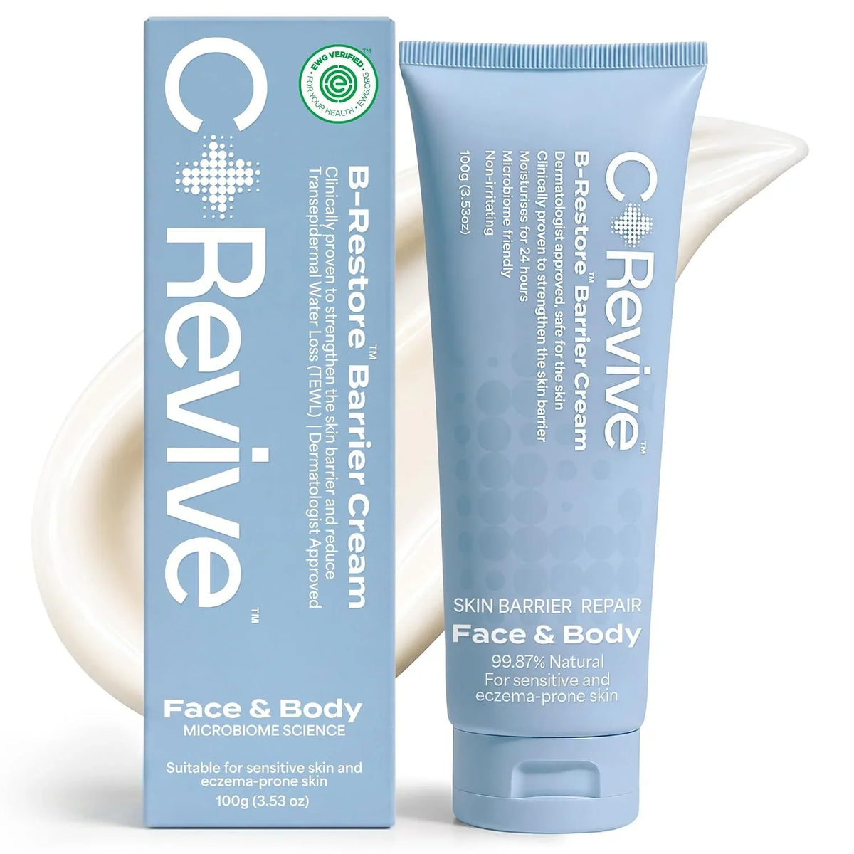 Skin Barrier Repair Cream for Eczema, Rosacea, Sensitive Dry Skin. Hydrating moisturizer, eczema relief cream soothes dry skin and redness. Face moisturizer & body cream for daily/nighttime use