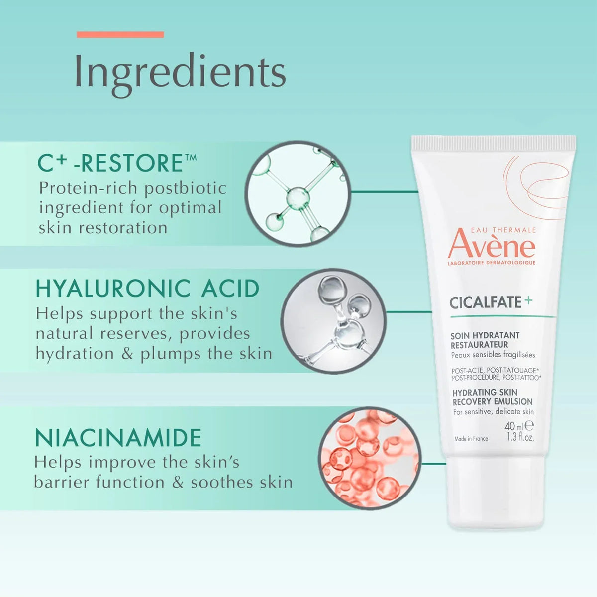 Avène Cicalfate+ Skin Recovery Emulsion, Post-Procedure, 1.3 Fl Oz