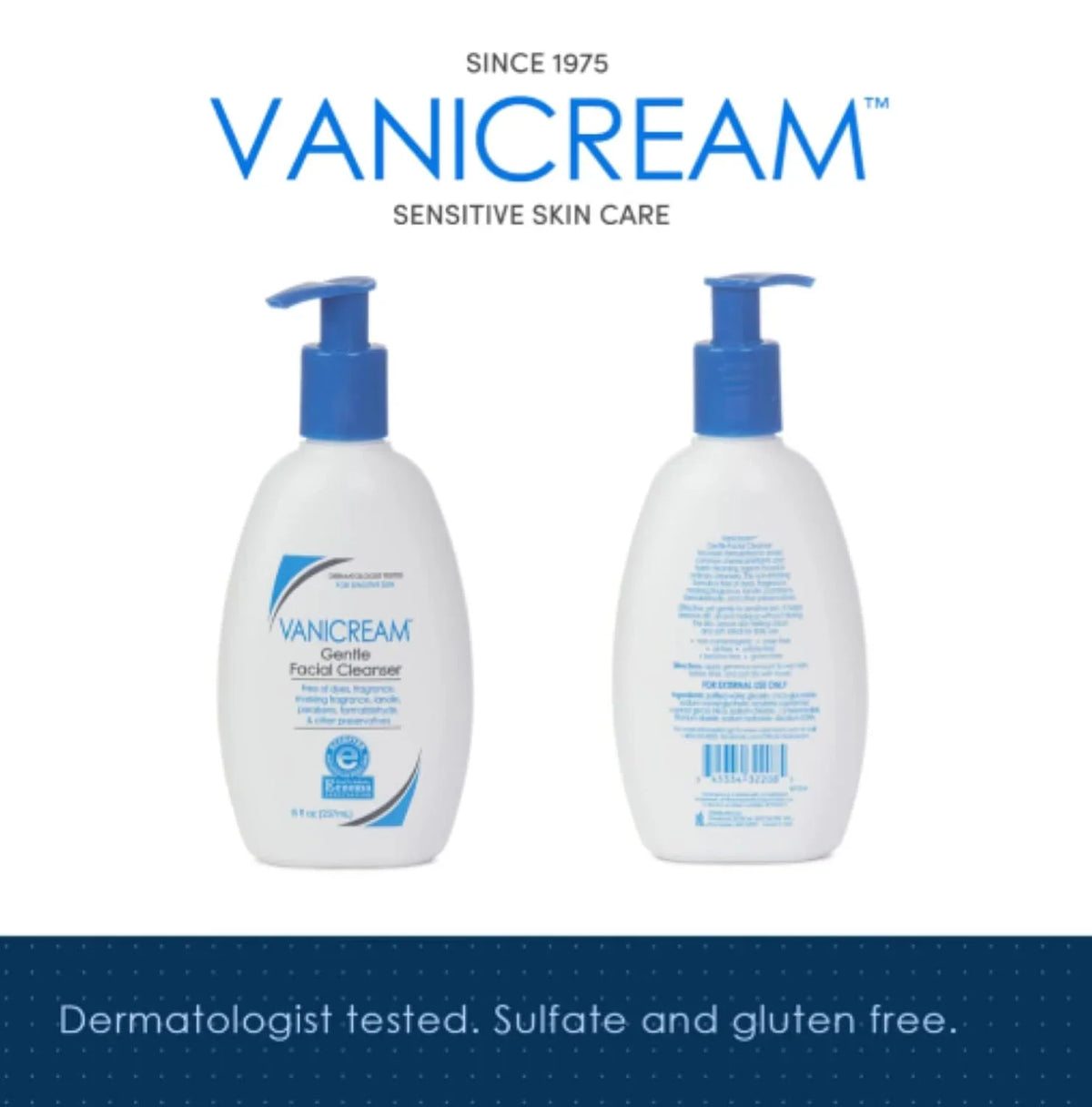 Vanicream Gentle Body Wash | Fragrance, 12 Ounce & Anti-Perspirant Deodorant for Sensitive Skin-2.25 oz-Clinical-Strength Deodorant & Gentle Facial Cleanser with Pump Dispenser-8 fl oz