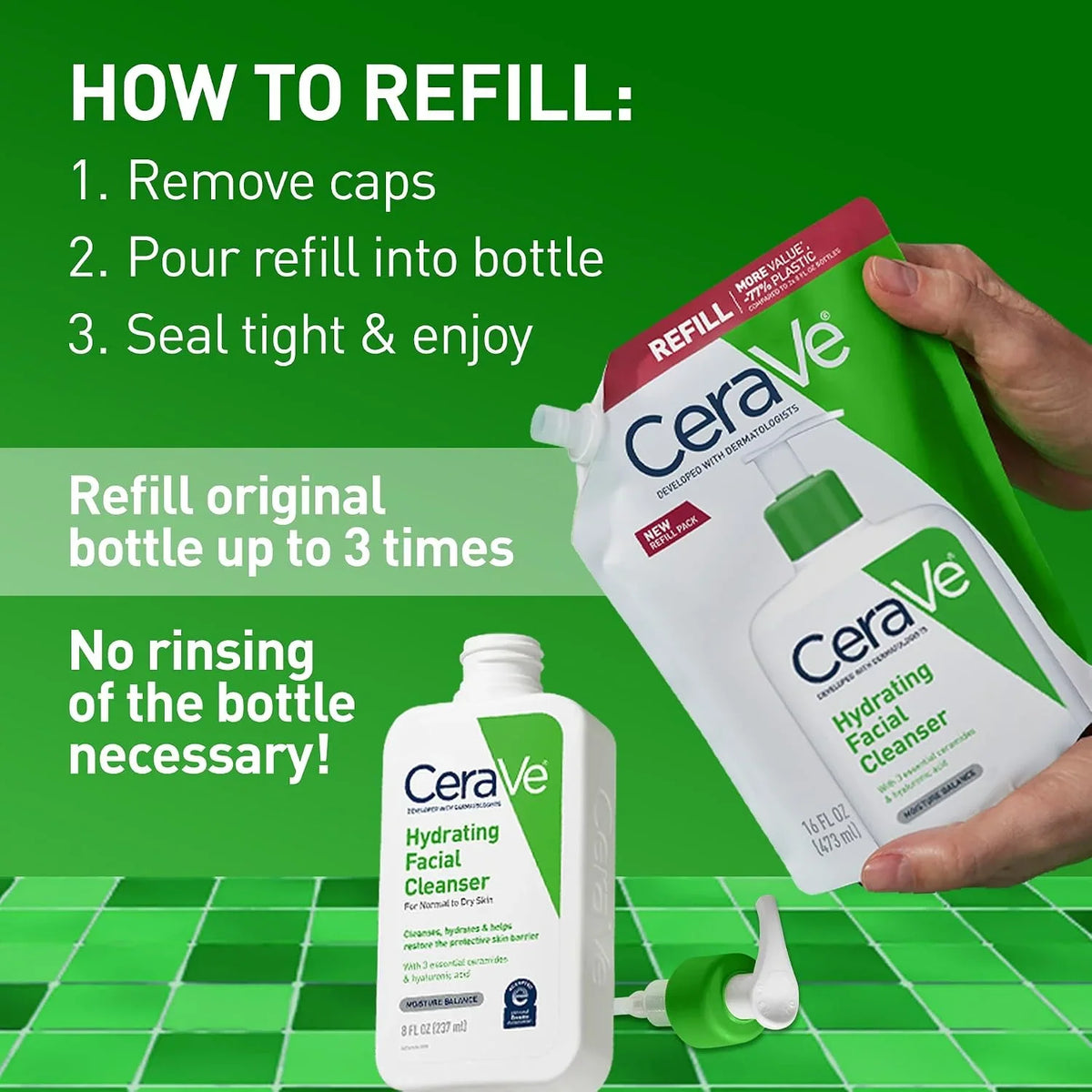 CeraVe Hydrating Cleanser with Hyaluronic Acid, Gentle Face Cleanser, 16oz
