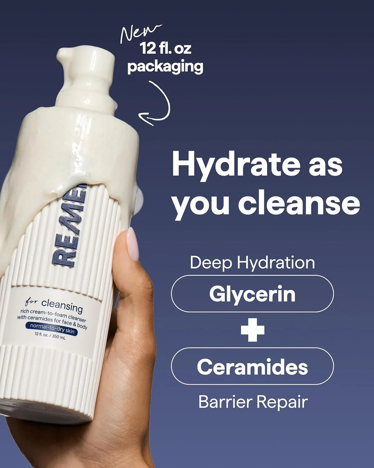 REMEDY Cream-to-Foam Cleanser, Hydrating Face Wash for Sensitive Skin