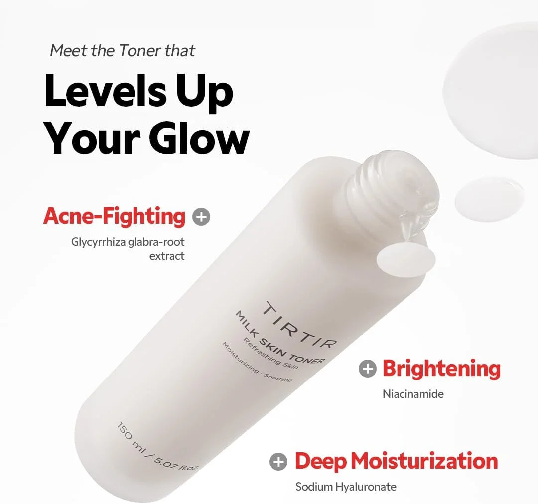 TIRTIR Milk Skin Toner Light | Instant Hydration with 4% Niacinamide, Pore-Tightening, Vegan Toner for Acne-Prone, Sensitive & Oily Skin, Fungal Acne Safe, Panthenol, Allantoin, Vitamin B