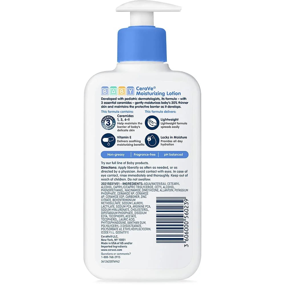CeraVe Baby Lotion, Baby Skin Moisturizer with Vitamin E & Niacinamide,16oz