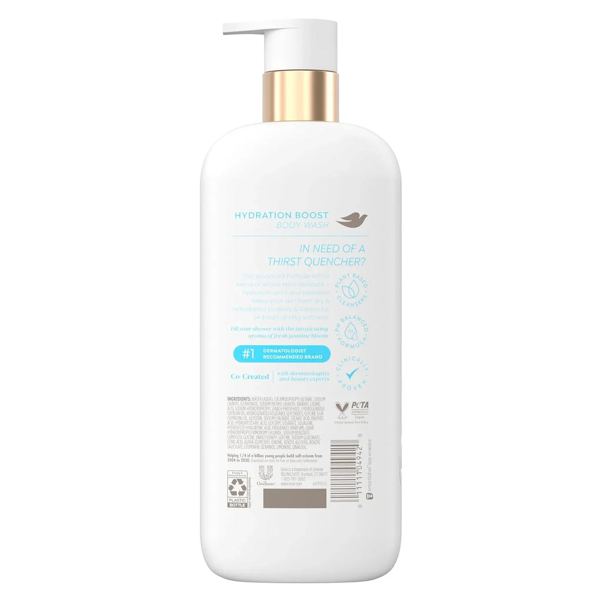 Dove Serum+ Hydration Body Wash Hyaluronic Acid 6% Hydration Serum, 18.5 oz