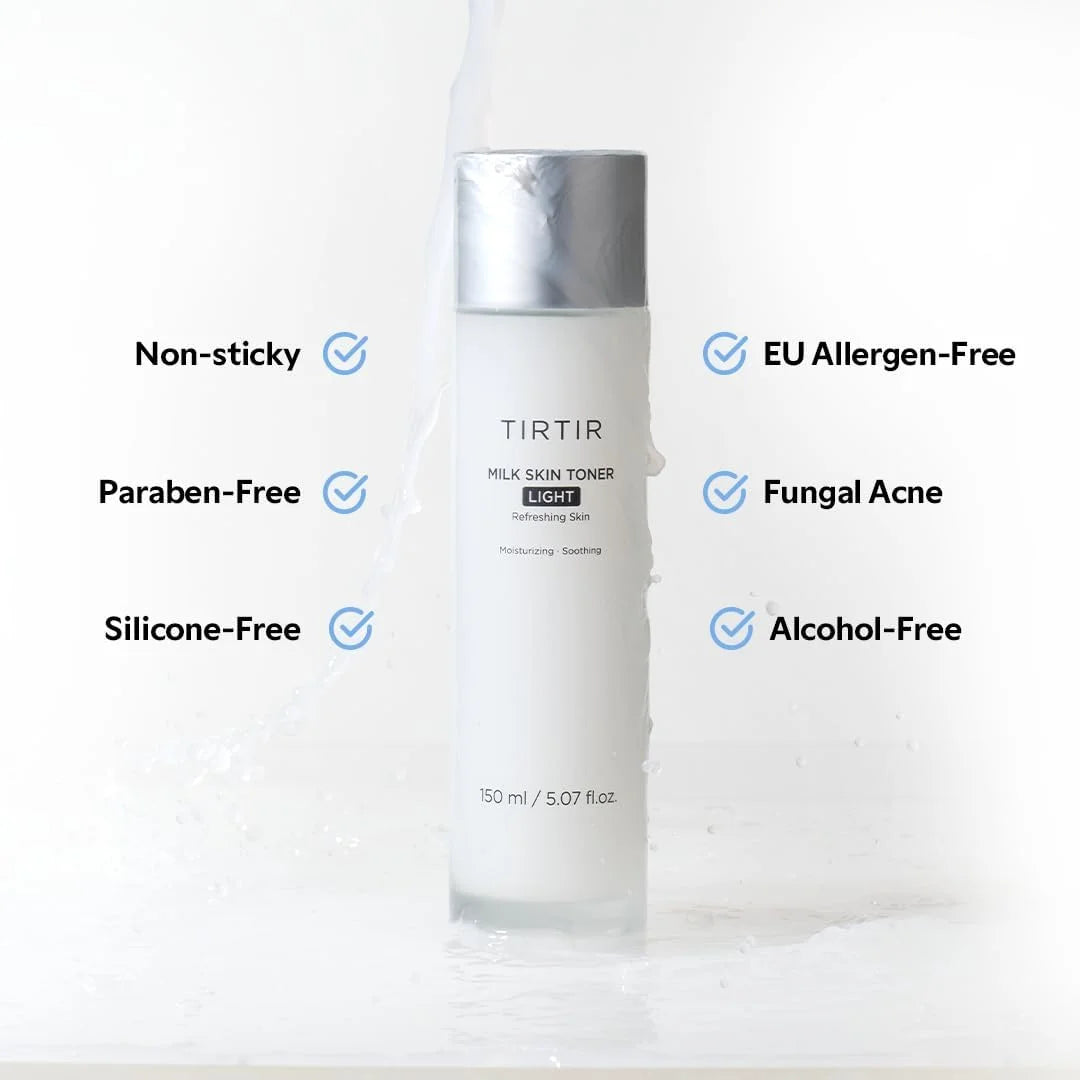 TIRTIR Milk Skin Toner Light | Instant Hydration with 4% Niacinamide, Pore-Tightening, Vegan Toner for Acne-Prone, Sensitive & Oily Skin, Fungal Acne Safe, Panthenol, Allantoin, Vitamin B