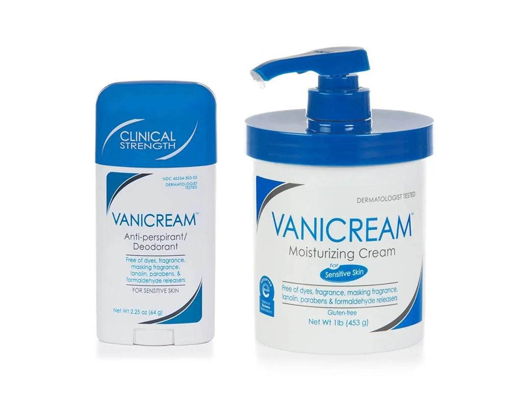 Vanicream Anti-Perspirant Deodorant, 2.25 Oz & Vanicream Moisturizing Cream with Pump, 16 Oz