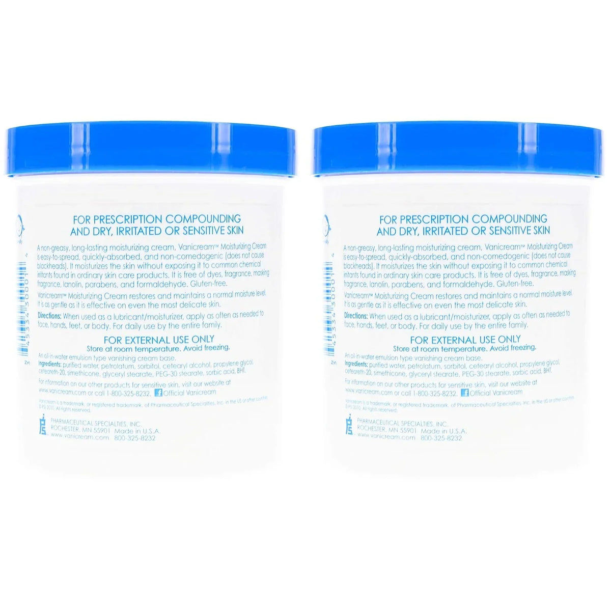 Vanicream Moisturizing Skin Cream, 16 Ounces (Pack of 2)