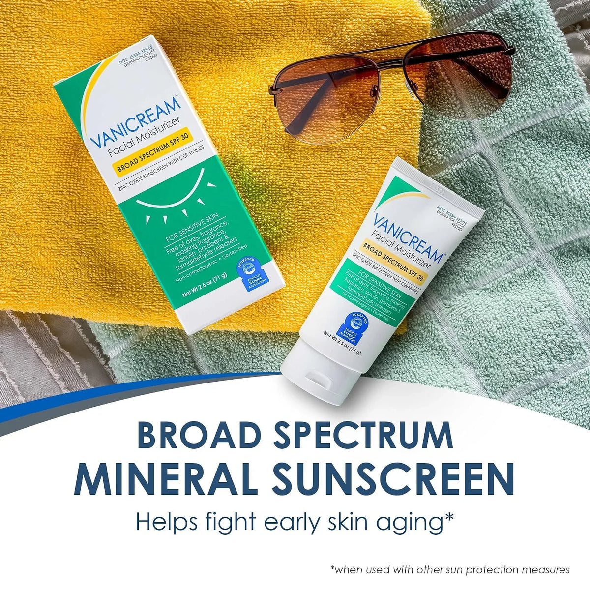Vanicream Facial Moisturizer SPF 30 Zinc Oxide Mineral Sunscreen, 2.5 Fl Oz