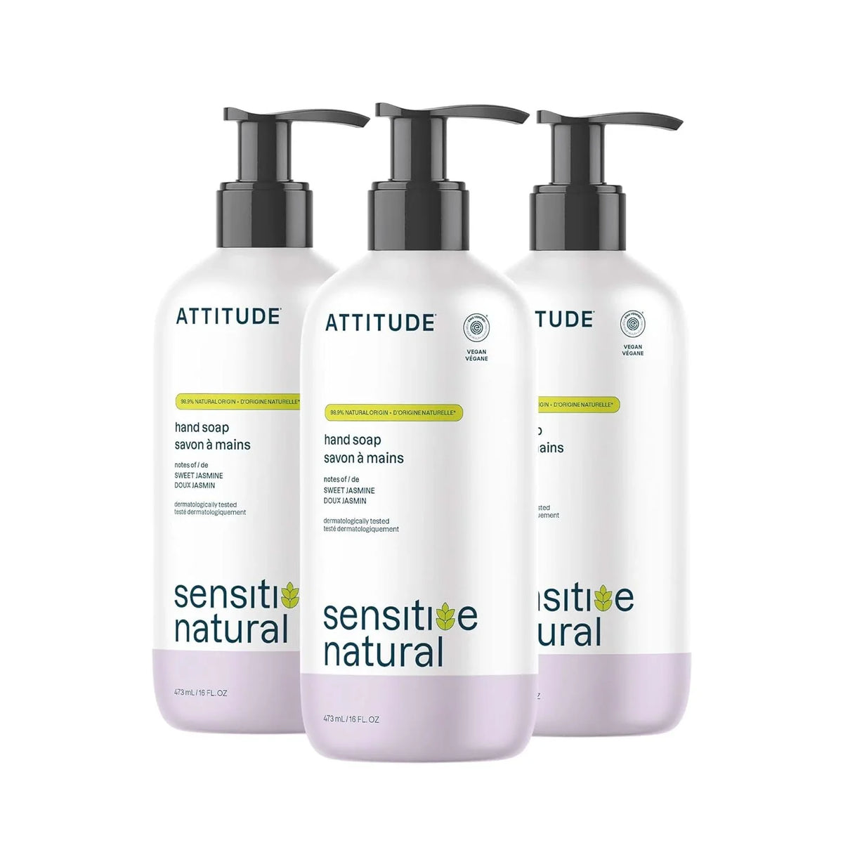 ATTITUDE Gentle Hand Soap, 4X Refill, Oat, Unscented, 67.6 oz