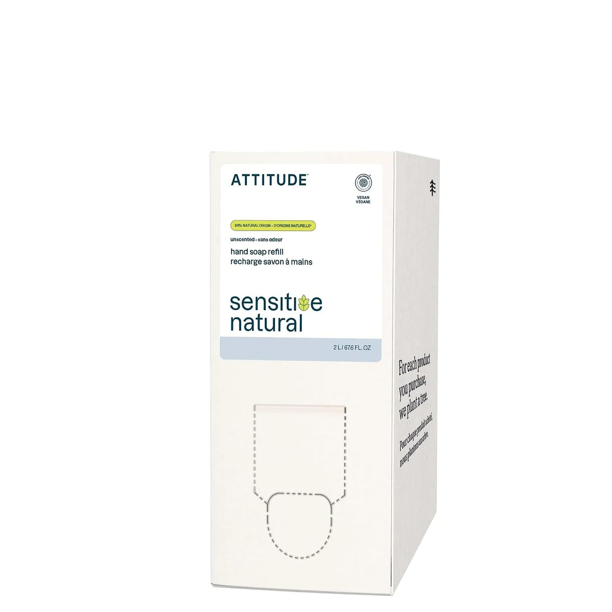 ATTITUDE Gentle Hand Soap, 4X Refill, Oat, Unscented, 67.6 oz