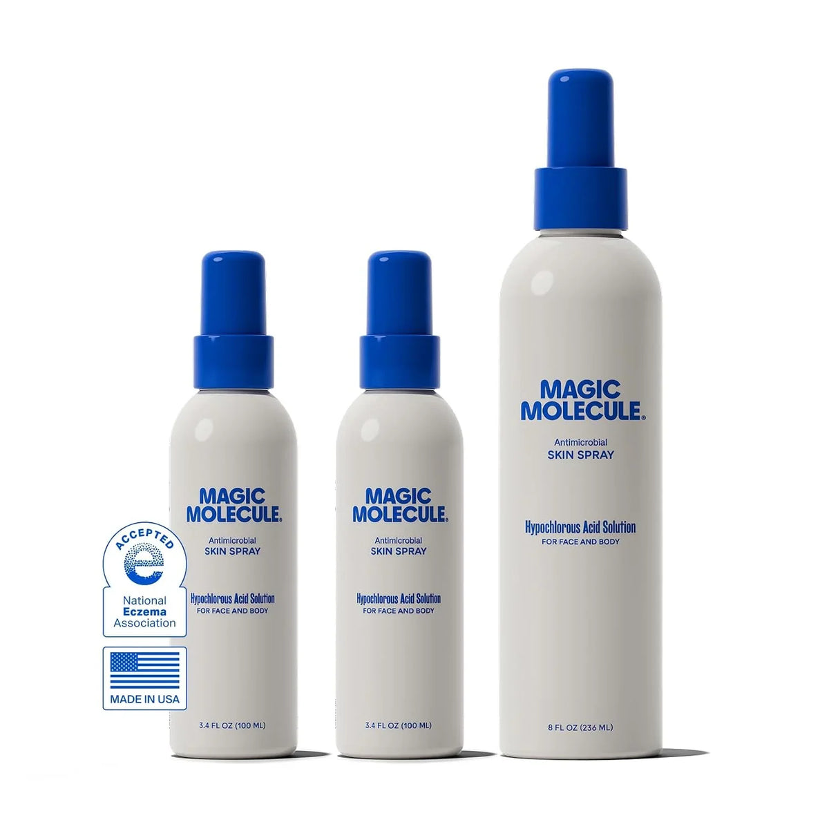 Magic Molecule Skin Spray, Hypochlorous Acid Formula, 8oz + 3.4oz 2PK