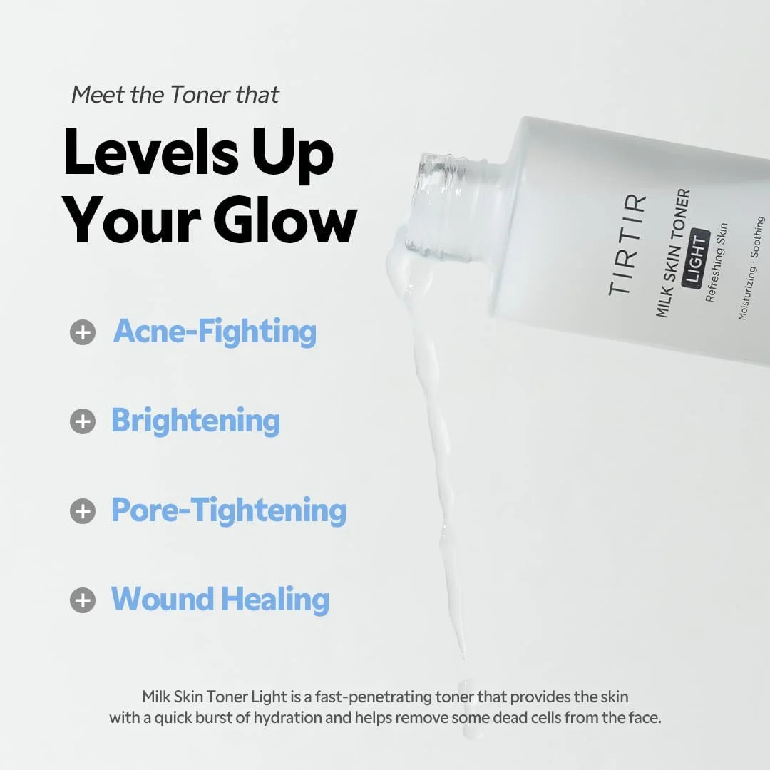 TIRTIR Milk Skin Toner Light | Instant Hydration with 4% Niacinamide, Pore-Tightening, Vegan Toner for Acne-Prone, Sensitive & Oily Skin, Fungal Acne Safe, Panthenol, Allantoin, Vitamin B