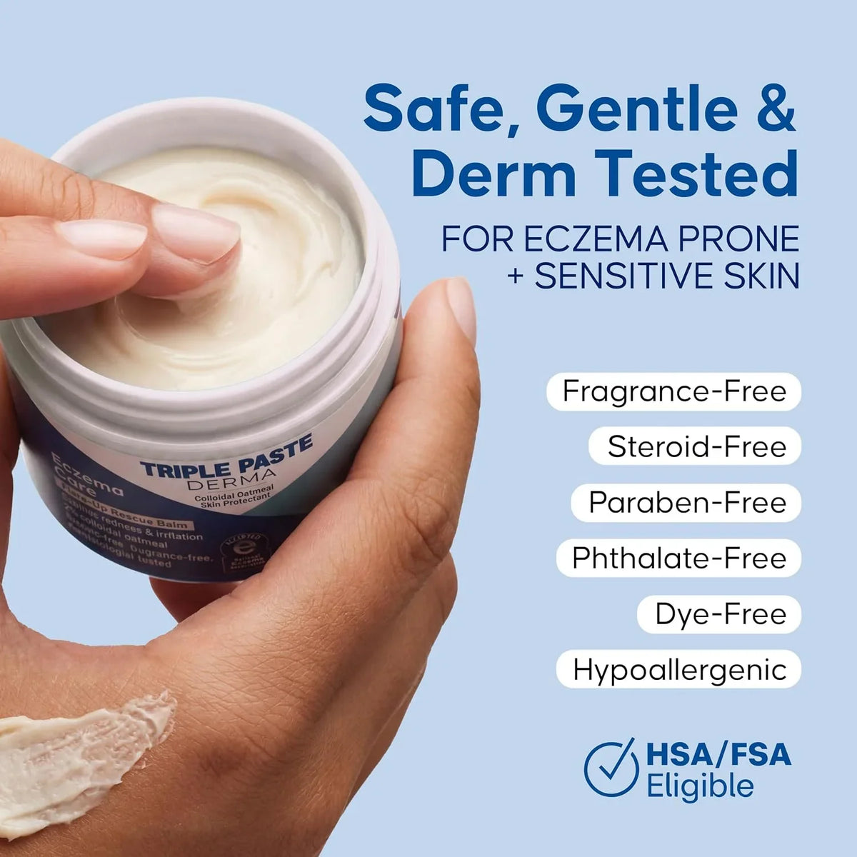 Triple Paste Derma Eczema Barrier Cream, Colloidal Oatmeal & Ectoin, 7 oz