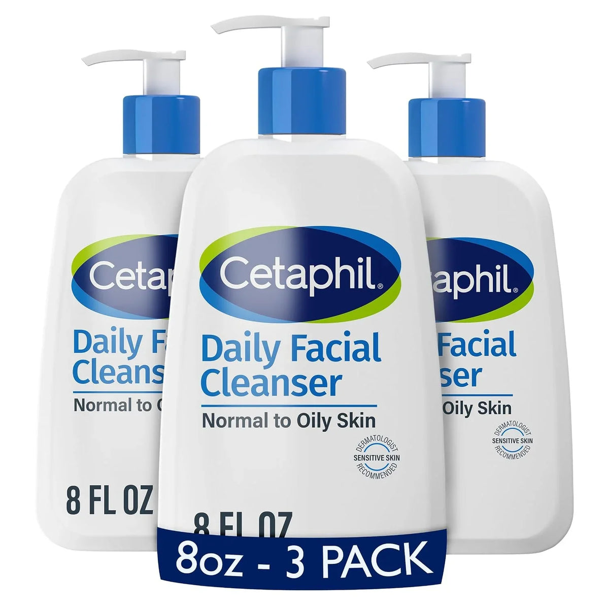 Cetaphil Daily Facial Cleanser, Oily & Combination Skin, 16 fl oz, 2 ct