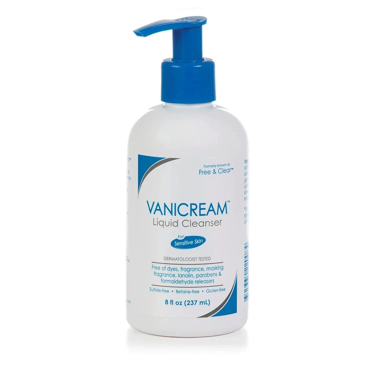 Vanicream Liquid Cleanser - 8 fl oz – Unscented, Gluten-Free Formula for Sensitive Skin & Gentle Facial Cleanser with Pump Dispenser - 8 fl oz