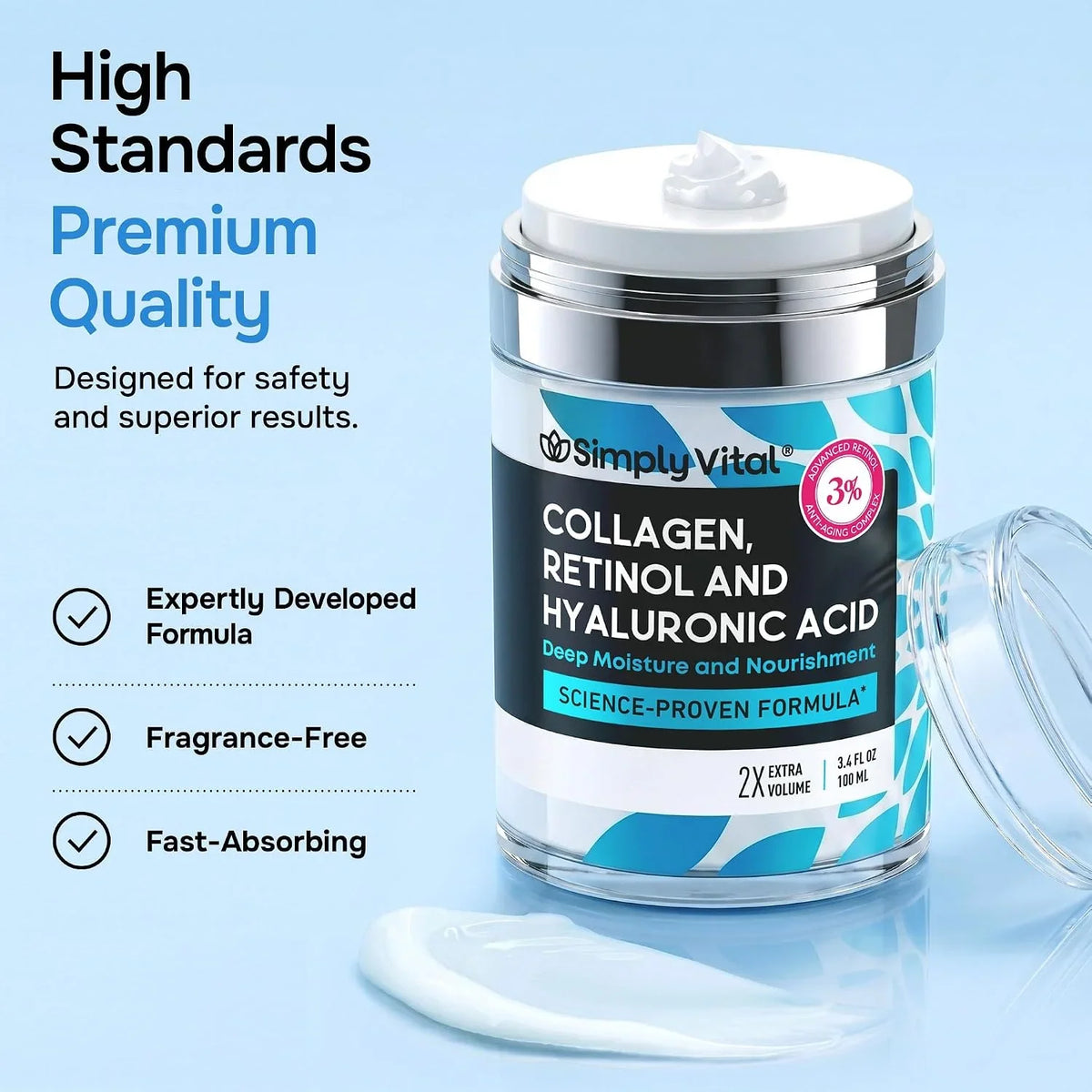 Retinol Collagen Face Serum - Anti-Aging Moisturizer for Women, 1 fl oz