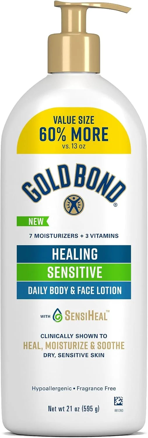 Gold Bond Healing Sensitive Daily Body & Face Lotion for Women & Men, 21 oz