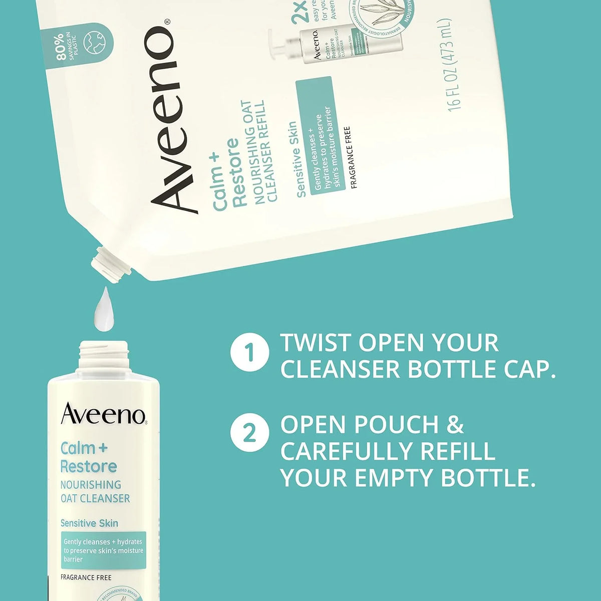 Aveeno Calm + Restore Nourishing Oat Face Cleanser, 7.8 Fl Oz (Pack of 12)