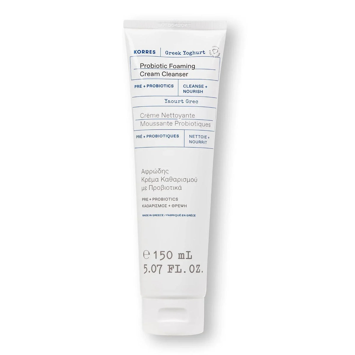 KORRES Greek Yoghurt Foaming Cream Cleanser, Deep Skin Cleansing 2.53 Fl Oz