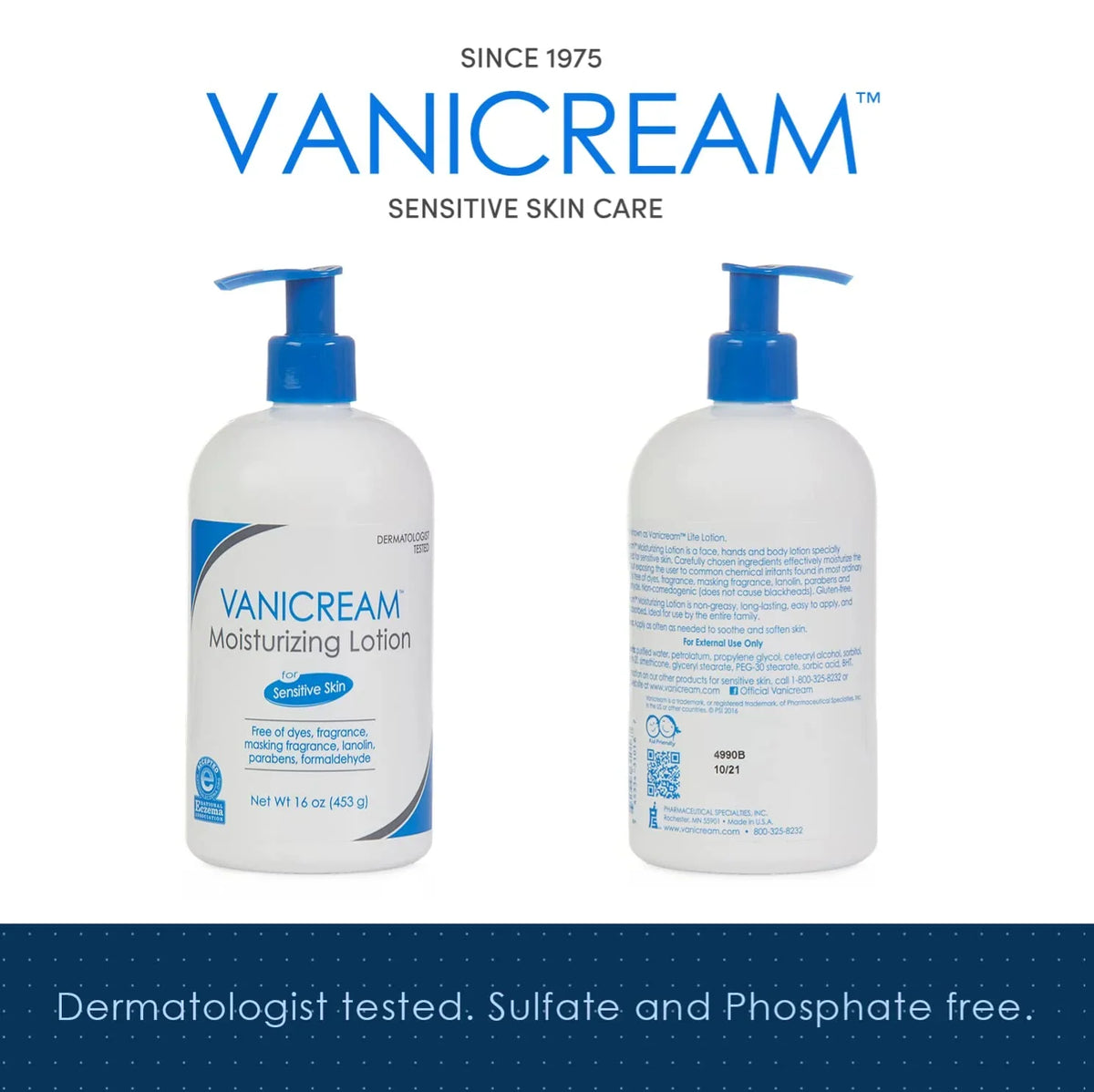 Vanicream Moisturizing Lotion for Sensitive Skin, 16 Ounce (Pack of 3)