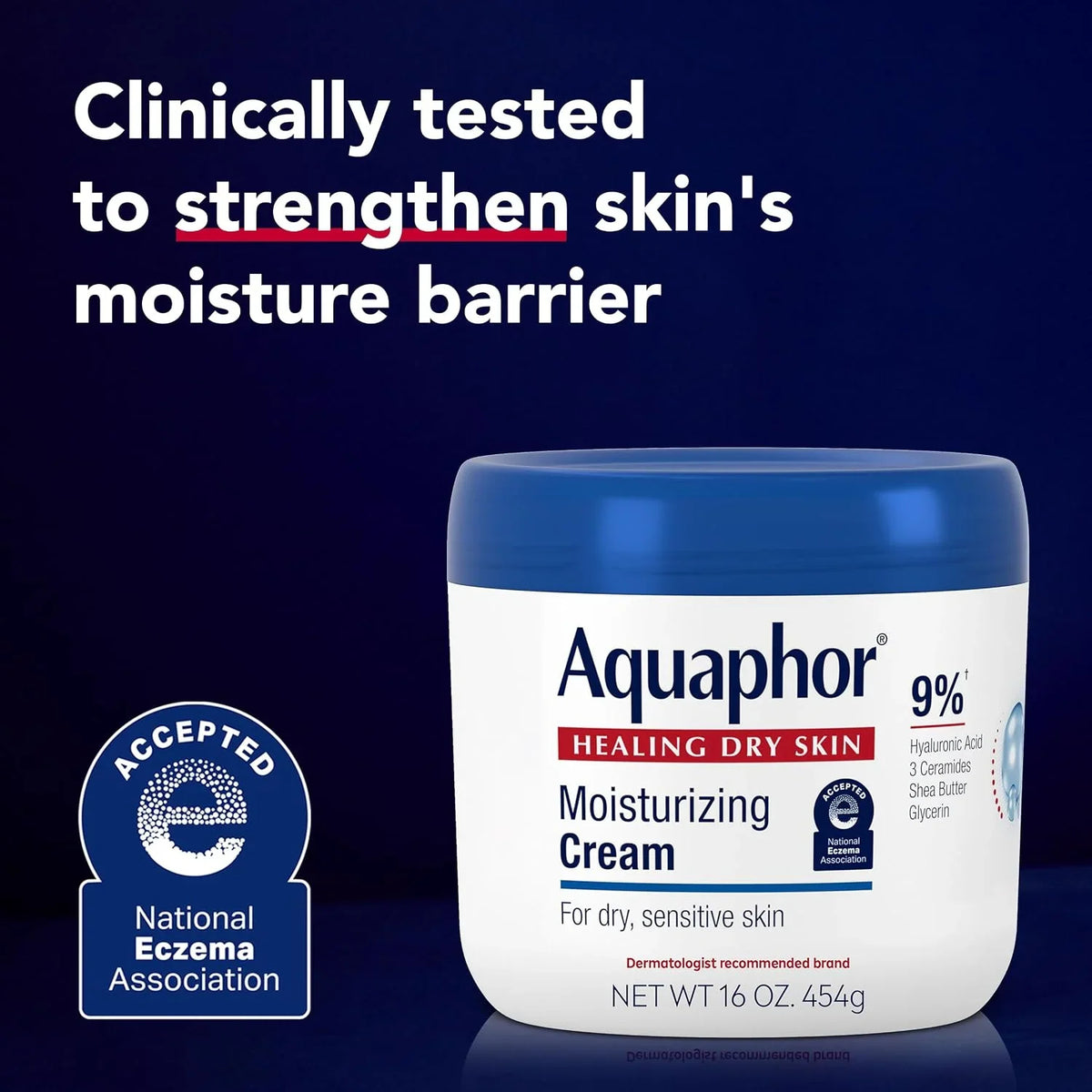 Aquaphor Moisturizing Face and Body Cream with Hyaluronic Acid, 16 Fl Oz (Pack of 12)