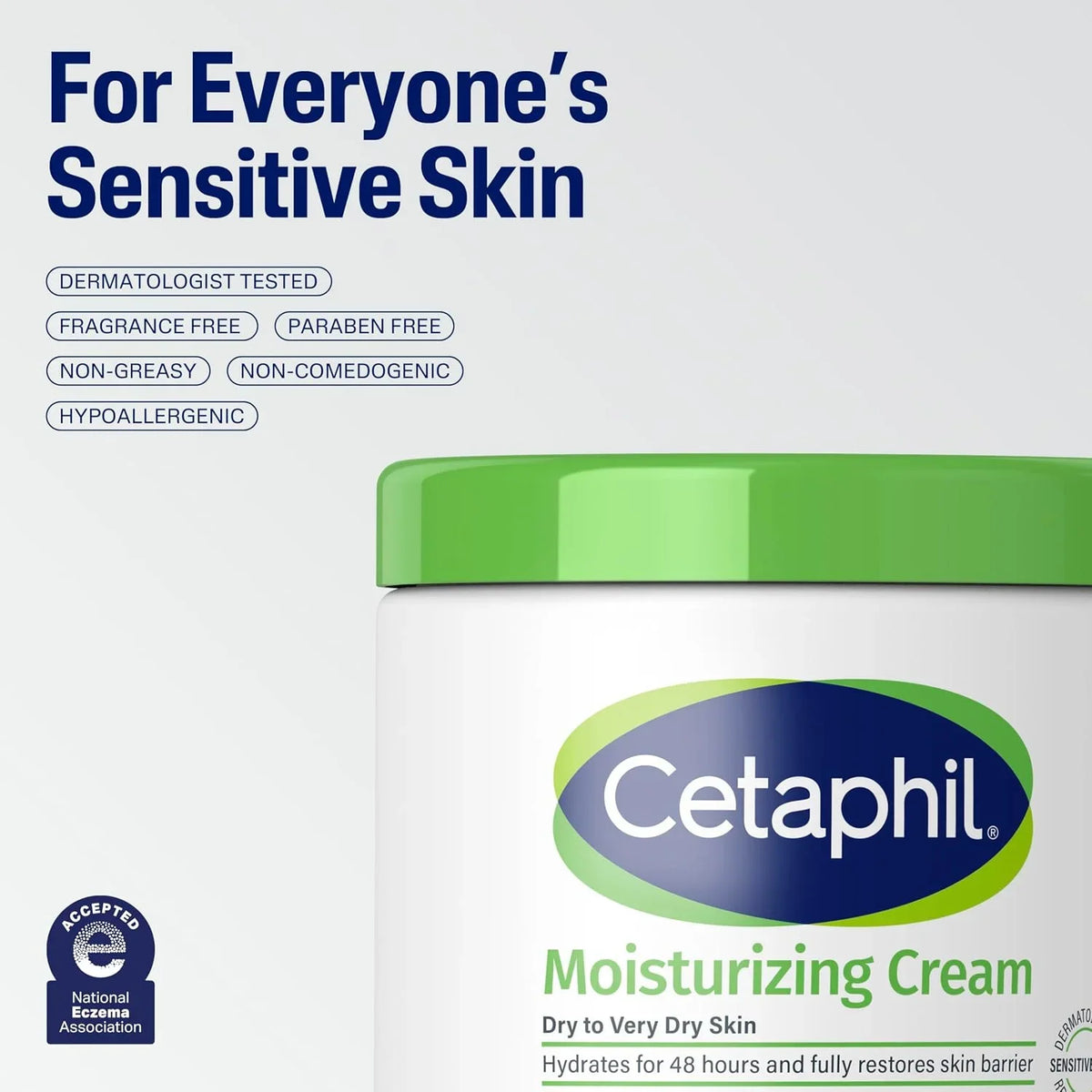 Cetaphil Moisturizing Cream, Dry Sensitive Skin, Fragrance Free, 16 Ounce (Pack of 12)