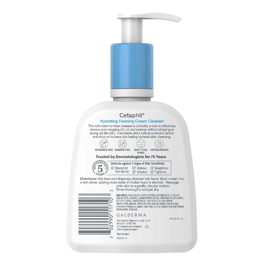 Cetaphil Cream to Foam Face Wash, Sensitive Skin Cleanser, 16oz