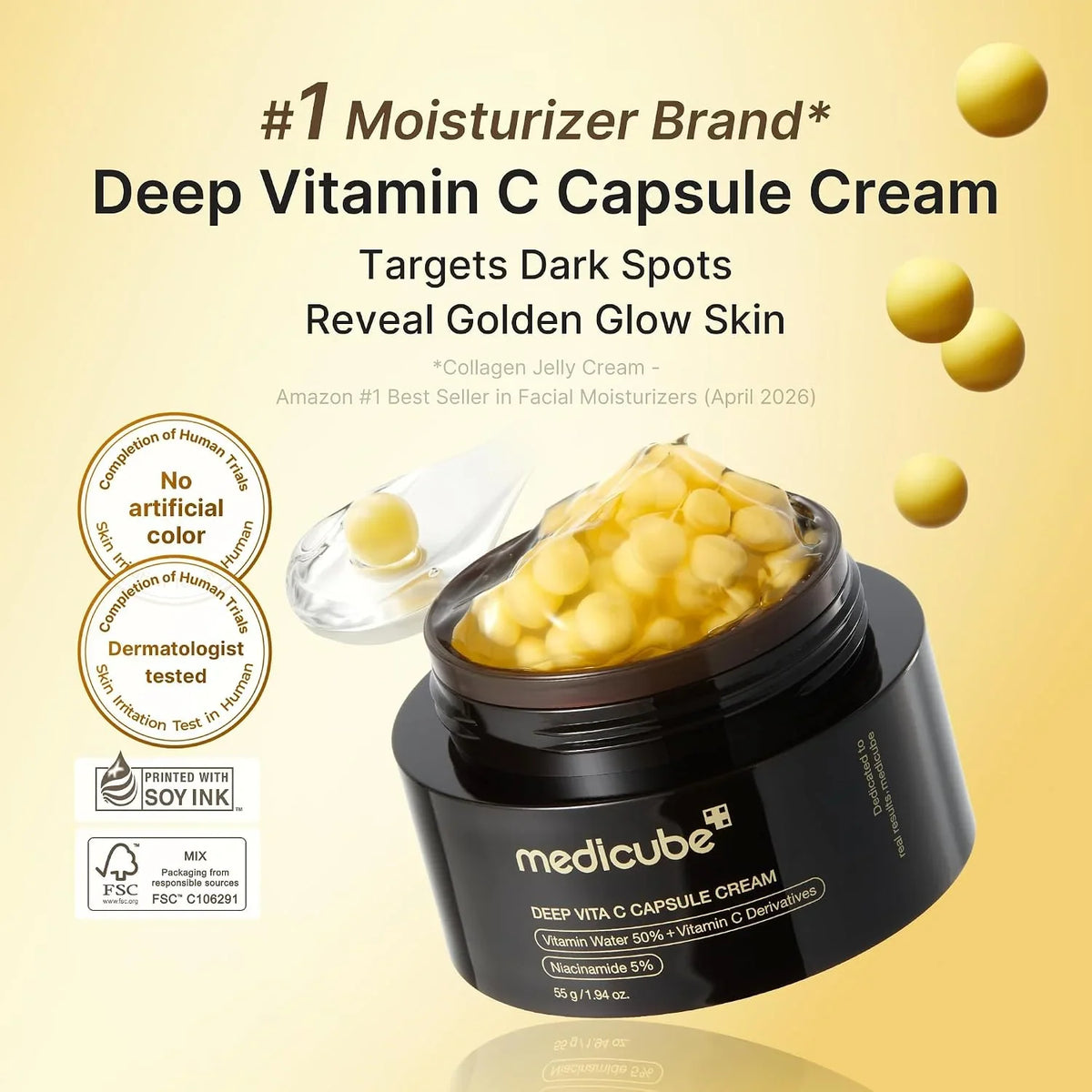 medicube Capsule Cream with Deep Vitamin C for Uneven Skin Tone & Texture